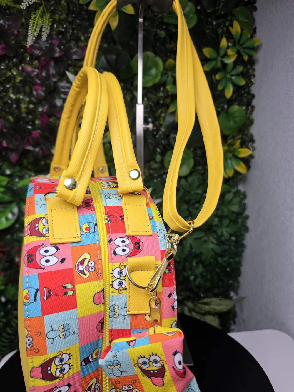 New 30cm Yellow Sponge Character Dome Crossbody Bag with Detachable Strap